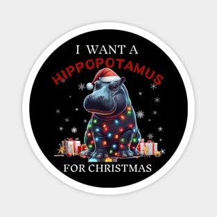 I Want a Hippopotamus for Christmas Hippo Santa Magnet